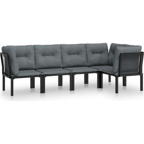 Maison Exclusive - 5-tlg. Garten-Lounge-Set Schwarz und Grau Poly
