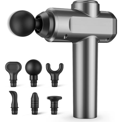 Pistolet de massage, appareil de massage avec 6 têtes, appareil de massage par percussion pour muscles, réglable sur 30 vitesses (1/5)