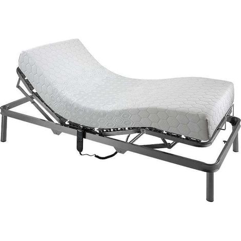 Matelas articulé à mémoire de forme pack confort hauteur 20 cm + lit articulé électrique 5 plans  90x190cm