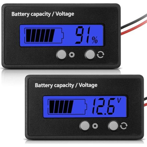 DC 12 V 24 V 36 V 48 V 60 V 72 V 84 V Batteriemessgerät mit Alarm, Vorwärtseinstellung und Umschalttaste, Kapazitätsspannungsanzeige für Blei-Säure-Batterien und Batterieanzeige (blau) (1/4)