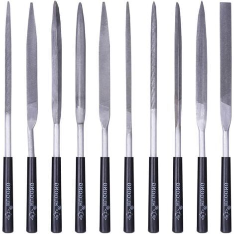 QORVA-Lot de 10 mini-limes aiguilles pour bois, métal, plastique, petites limes, pour le durcissement des alliages d'acier (1/4)