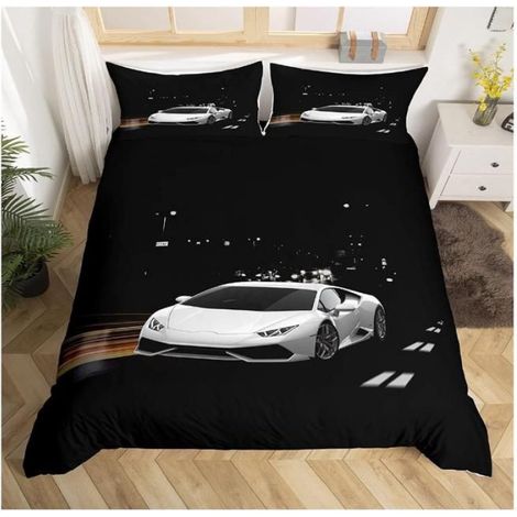 Housse De Couette - 90x190 cm - Imprimé Voiture 3D - Pour Enfant - Microfibre - 1 Pièce (1/4)