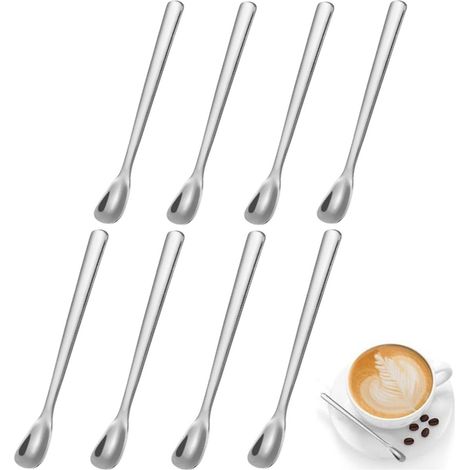 Cuillère À Café - Inox - Manche Long 15 cm - Forme Goutte D'eau - Pour Tasses Et Bocaux Étroits - 1 Pièce