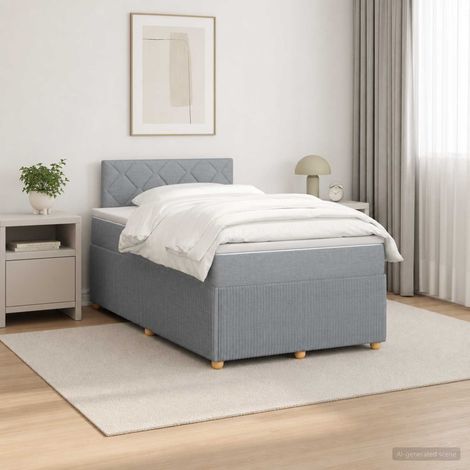Lit boxspring avec matelas Gris clair 120 x 200 cm Tissu (1/5)