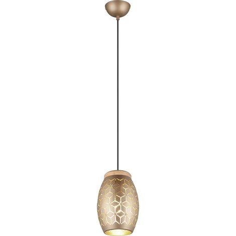 Kleine Pendelleuchte BIDAR in Coffee mit ausgefallenem Stanzmuster, Ø 15cm (1/3)
