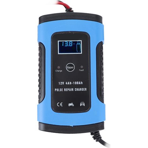 Chargeur de batterie de réparation à impulsions 12V 6A avec ventilateur de refroidissement silencieux, adapté aux voitures et aux motos, prise 100-240VAU. (1/5)