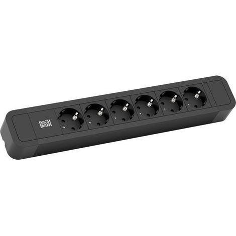 BACHMANN Bachmann Steckdosenleiste PRIMO 2 ALU, 6-fach, schwarz, 2,0m, ohne Schalter (350.000)