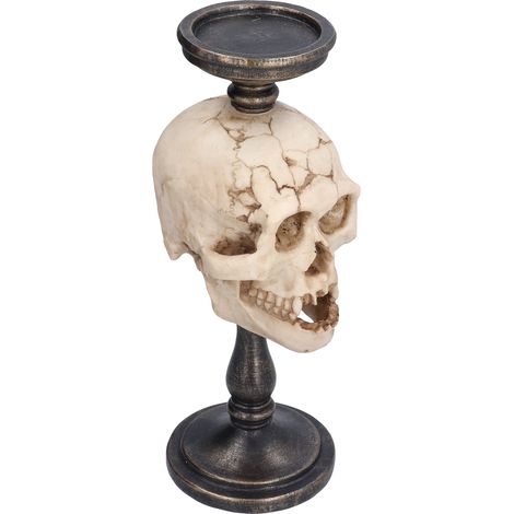 Bougeoir en résine durable en forme de crâne terrifiant, décorations d'Halloween pour la maison (1/5)