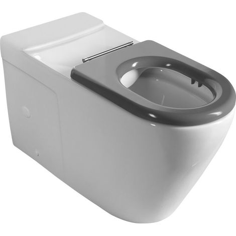 Sapho - Cuvette WC combinée accessible aux personnes à mobilité réduite, évacuation vario, Rimless, blanc MC102-111 (1/4)