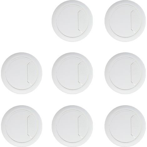 Lot de 8 passe-câbles, rond 60 mm, couvercle amovible, polypropylène, pour bureau et maison(Q3 : Nouveaux produits pour le mois d'août) (1/5)