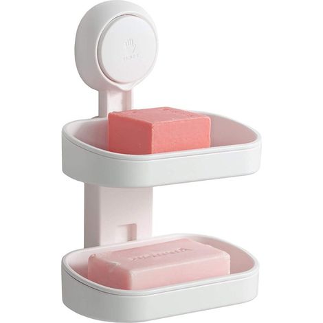 Jabonera de pared con ventosa para baño, soporte resistente para esponja para ducha, baño, bañera y lavabo, no requiere perforación (1/5)