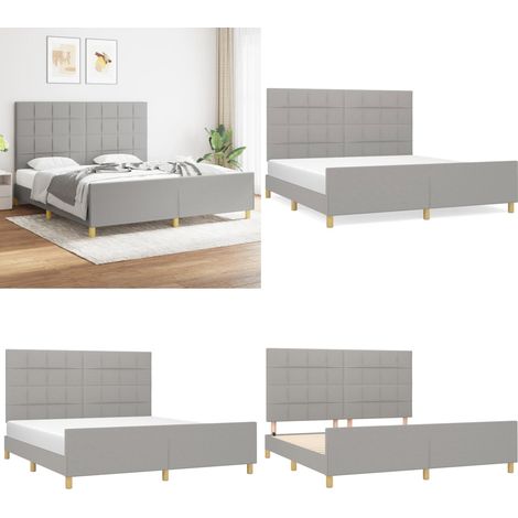 Cama sin colchón tela gris claro 180x200 cm - Cama con cabecero - Cama gris claro
