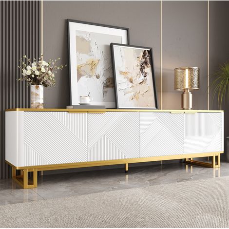 TV Möbel Sideboard Aufbewahrung 160 cm Weiß OKMYHOME (1/5)