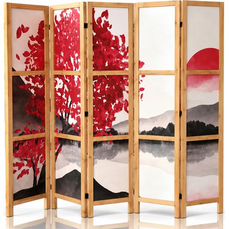 Paravento Separè Legno Design Giapponese Divisorio Elegante Pannello 180x176 cm (1/5)