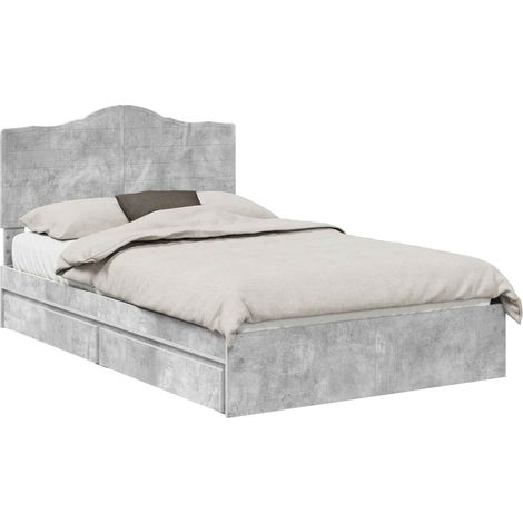 Cama con almacenamiento con cabecera Gris Concreto 135 x 190 cm vidaXL
