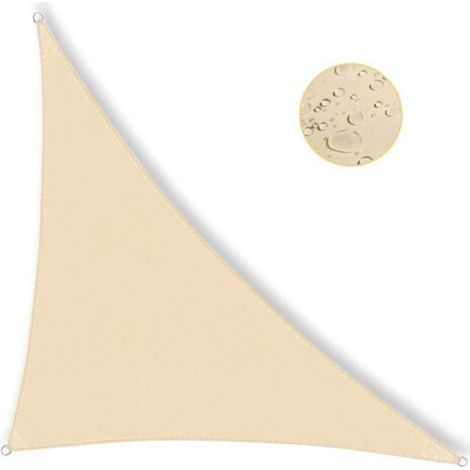Voile d'ombrage Triangulaire 3x3x4.3 m Toile Ombrage Imperméable, Toile d'ombrage Protection HDPE Respirant 98% Protection Rayons UV pour Jardin, Terrasse, Extérieur - Jaune Clair (1/4)