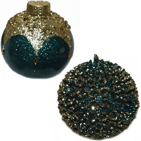 Palline verde e oro per albero di natale palla decorazioni addobbi natalizi set da 12  sfere particolari moderne e vintage cm 8 (1/5)