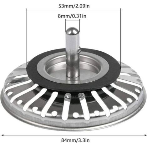 Filtre À Évier - Acier Inoxydable - Diamètre 84 mm - Compatible 82 À 85 mm - Lot De 2 (1/5)