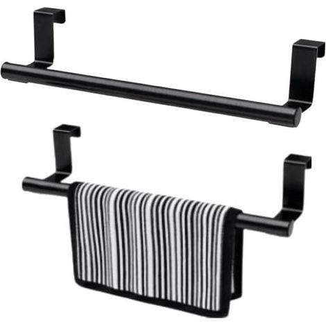 Porte-serviettes de cuisine - Support pour torchons - Porte-serviettes pour placard de cuisine - Installation sans perçage - Antidérapant et anti-rayures - Acier inoxydable - Pour placards de cuisine, (1/5)