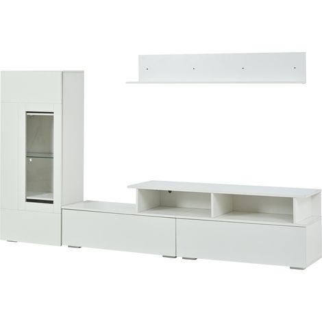 Conjunto de mueble de TV de 3 piezas con LED blanco brillo para TV de hasta 75" (1/5)