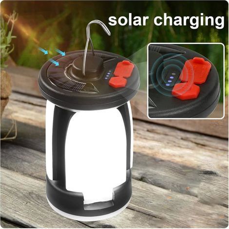 Lampe Camping Solaire Rechargeable 1000LM Puissante 4500mAh Power Bank 6 Modes Pliable (1/4)