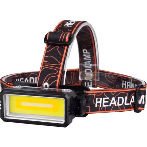 Lampe Frontale de Camping à LED COB avec Capteur, Étanche à Haute Puissance, Lumière de Pêche Extérieure Rechargeable de Type C (1/5)