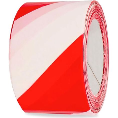 Ruban de marquage rouge et blanc, pour délimitation de zone, avertissement de sécurité, 70 mm x 200 m. (1/5)