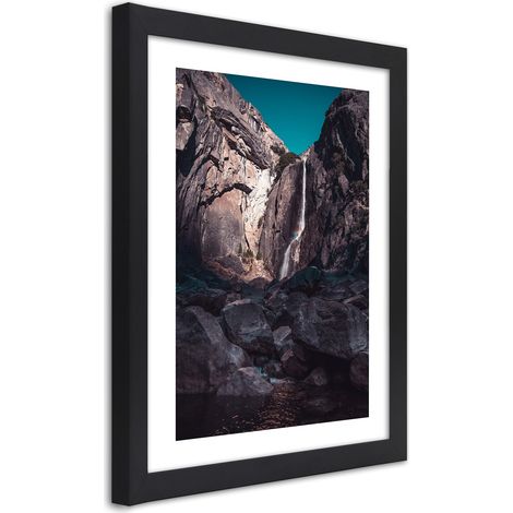 Quadro con cornice, Cascata tra alte rocce - 20x30 (1/5)