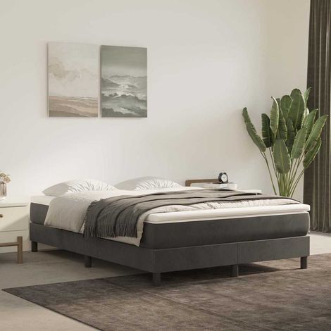 Estructura de cama con somier terciopelo gris oscuro 140x200cm (1/5)
