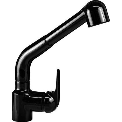 Mitigeur d'évier de cuisine avec bec haut, douchette extractible, couleur noir brillant Gattoni Callisto 0400/PC0N  Noir Brillant