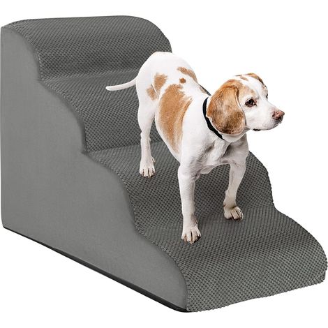 COSTWAY Rampa para Perros de Espuma de 4 Niveles, Escalera para Mascotas con Funda Lavable, Escala para Perros con Huellas de Silicona, Peldaños Antideslizantes para Perros para Sofás Altos (1/5)