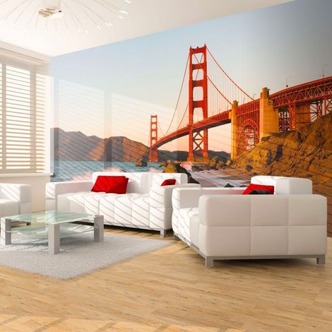 Papier peint pont du golden gate coucher de soleil, san francisco - 300 x 230 cm (1/4)