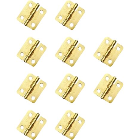 Lot de 10 mini charnières dorées en métal de rechange pour tiroir - 18 x 16 mm - Petites charnières d'armoire avec petites vis pour maison de poupée, bricolage, boîte à bijoux en bois (1/5)