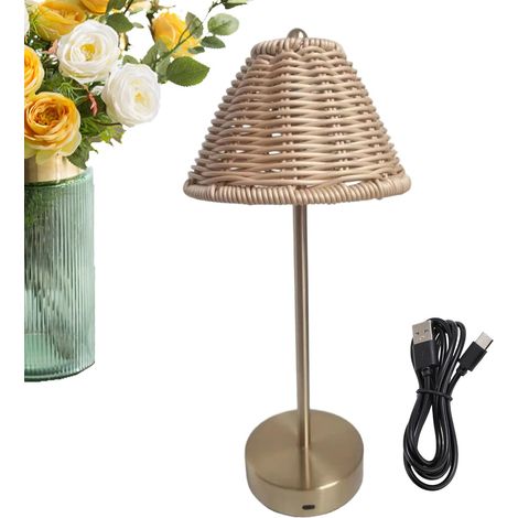 Lampe Boho Luminaire de Bureau en Rotin à Intensité Variable (1/5)