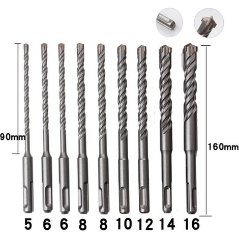 Concrete Drill Bits for Concrete, 9 Pieces 5mm - 16mm Electric Hammer Drill Bit Cross