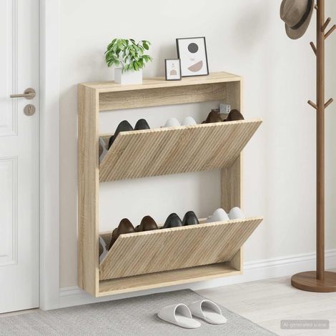 vidaXL Wall-Mounted Shoe Cabinet ARNHEM 71 x 17 x 86 cm Sonoma Oak (1/5)