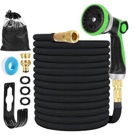 Tuyau d'arrosage Extensible 45M (3x15M) avec 10 Modèles de Pulvérisation Convient aux Robinets de 1/2" et 3/4" Raccords Tuyau flexible et léger pour Jardin, Arrosage, Nettoyage avec Sac de Rangement (1/5)