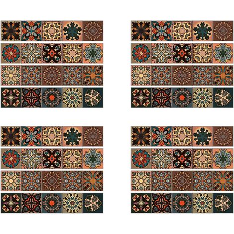 80 Pièces Séries 3D Multi Marocain Auto-Adhésif Salle de Bain Cuisine Mur Escalier Tuile Autocollant (1/5)