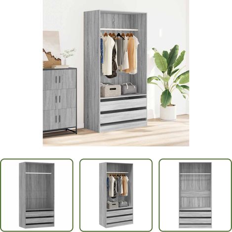 Holzwerkstoff -  Kleiderschrank Grau Sonoma 100x50x200 cm Holzwerkstoff (1/5)