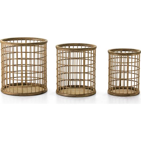 Set/3 Panier 53X53X58 / 45X45X53 / 37X37X48 Bois Naturel