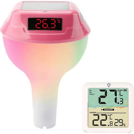Thermomètre de piscine solaire avec affichage LED, thermomètre intelligent étanche pour spa extérieur (1/5)