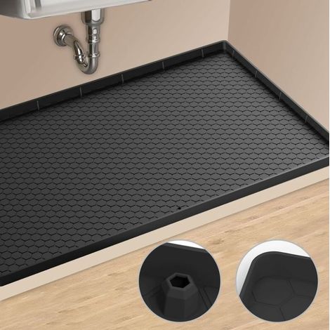 Unterspülmatte,Silikon-Unterspülfutter für 91,4 cm hohe Schränke, Spülenschutz für Küchenspüle, Küchenschrankverkleidung(Schwarz,86x56cm).