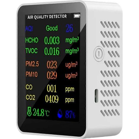 Détecteur de qualité de l'air intérieur haute précision, moniteur portable 10 en 1 en temps réel avec alarme, testeur de qualité de l'air intérieur B - FFY (1/4)