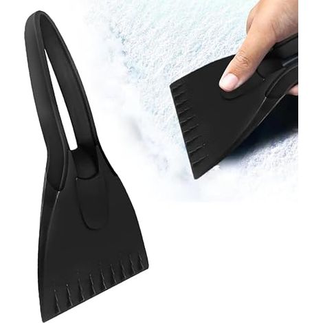 Car Snow Scrapers, One-Piece Ice Scraper for Car Snow Removal with Built-in Non-Slip Soft Handle, Ergonomic Windshield Scraper (Black) (1/5)