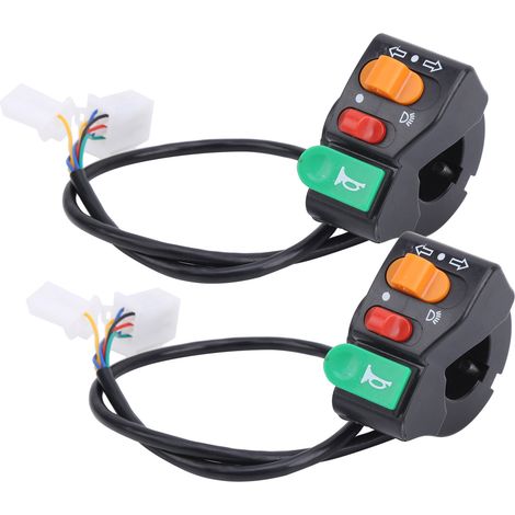 2 Interrupteurs Universels 3 en 1 pour Vélo Électrique et Scooter - Phares, Clignotants et Avertisseur Sonore