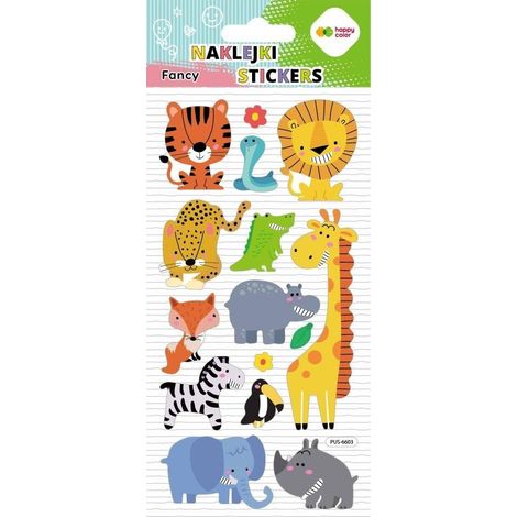 3D-Aufkleber „Fantastische Wildtiere“ 90 x 210 mm, fröhliche Farben
