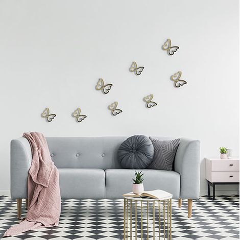 decoro murale 3d "gold metal butterflies"
