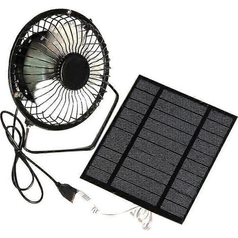 Ventilateur solaire 5 W 5 V (2024), mini ventilateur portable de 10 cm (4 pouces) avec port USB pour climatisation. (1/5)