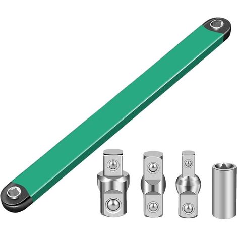 Llave adaptadora acodada: llave de extensión ajustable para el mantenimiento de maquinaria. Fabricada en acero resistente con mango antideslizante, herramienta manual multifuncional para reparaciones  (1/5)