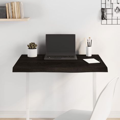 Tischplatte Dunkelbraun 80x60x(2-6)cm Massivholz Eiche